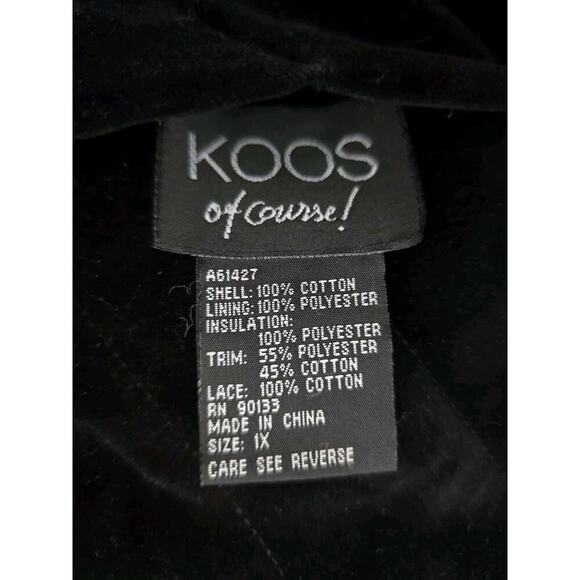 Koos Of Course Womens Reversible Quilted Paisley Black Velvet‎ Chore Jacket 1X - Picture 11 of 12